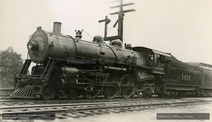 Postcard: Boston & Maine Railroad #3606 at Springfield